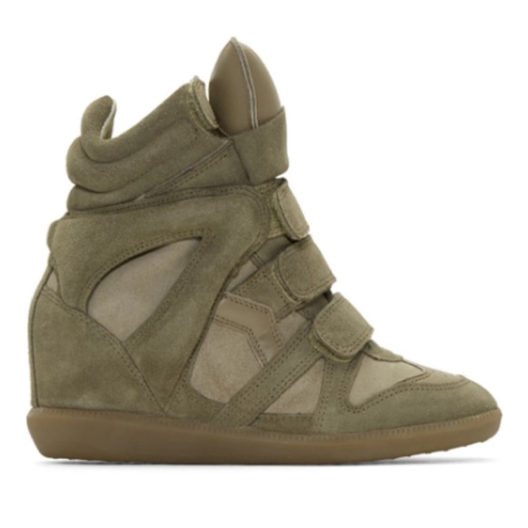 Isabel Marant Taupe Suede Beckett Wedge Sneakers - Picture 1 of 5